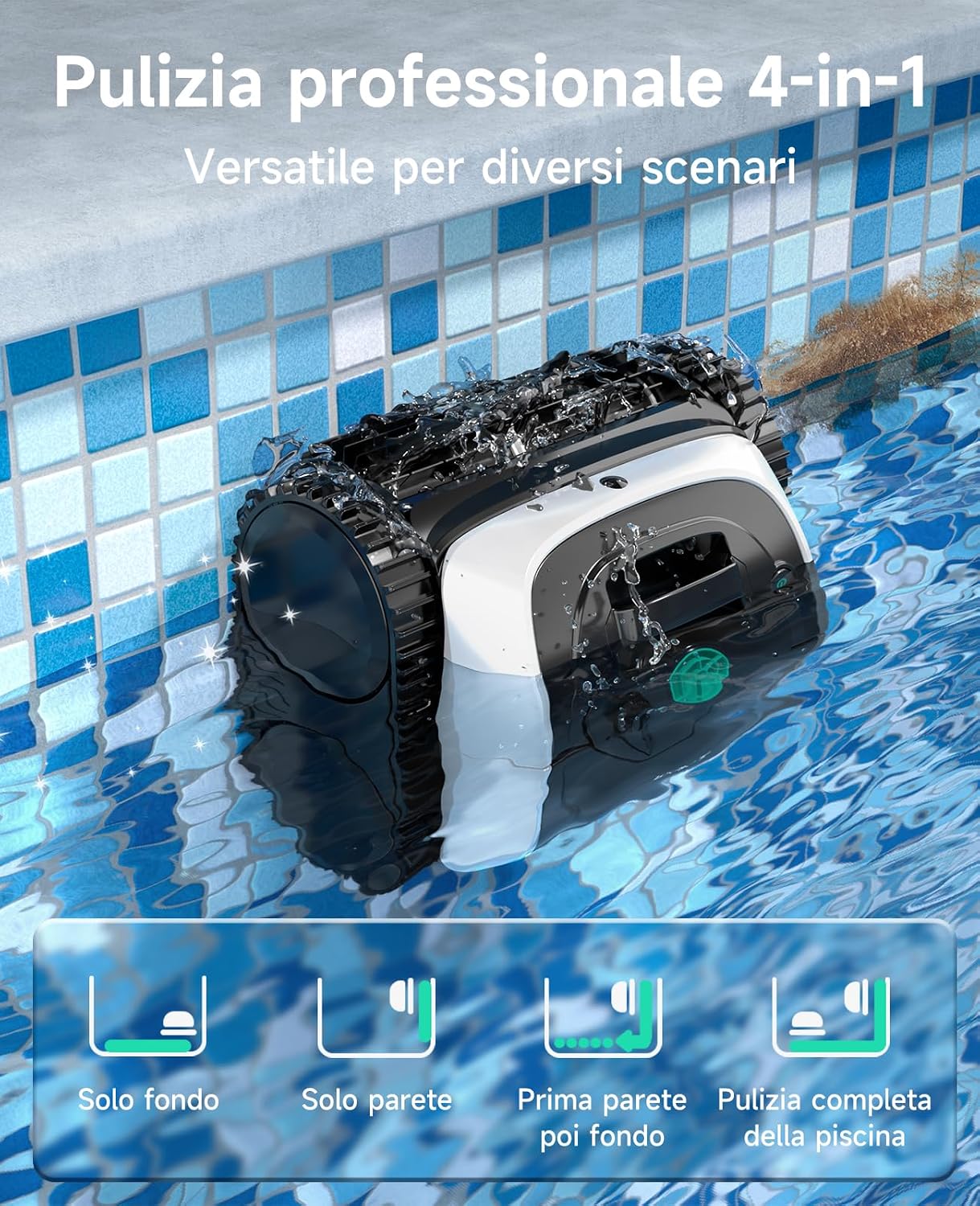 WYBOT C1 – Robot Piscina Senza Fili con Pulizia Completa e 150 Min di Autonomia