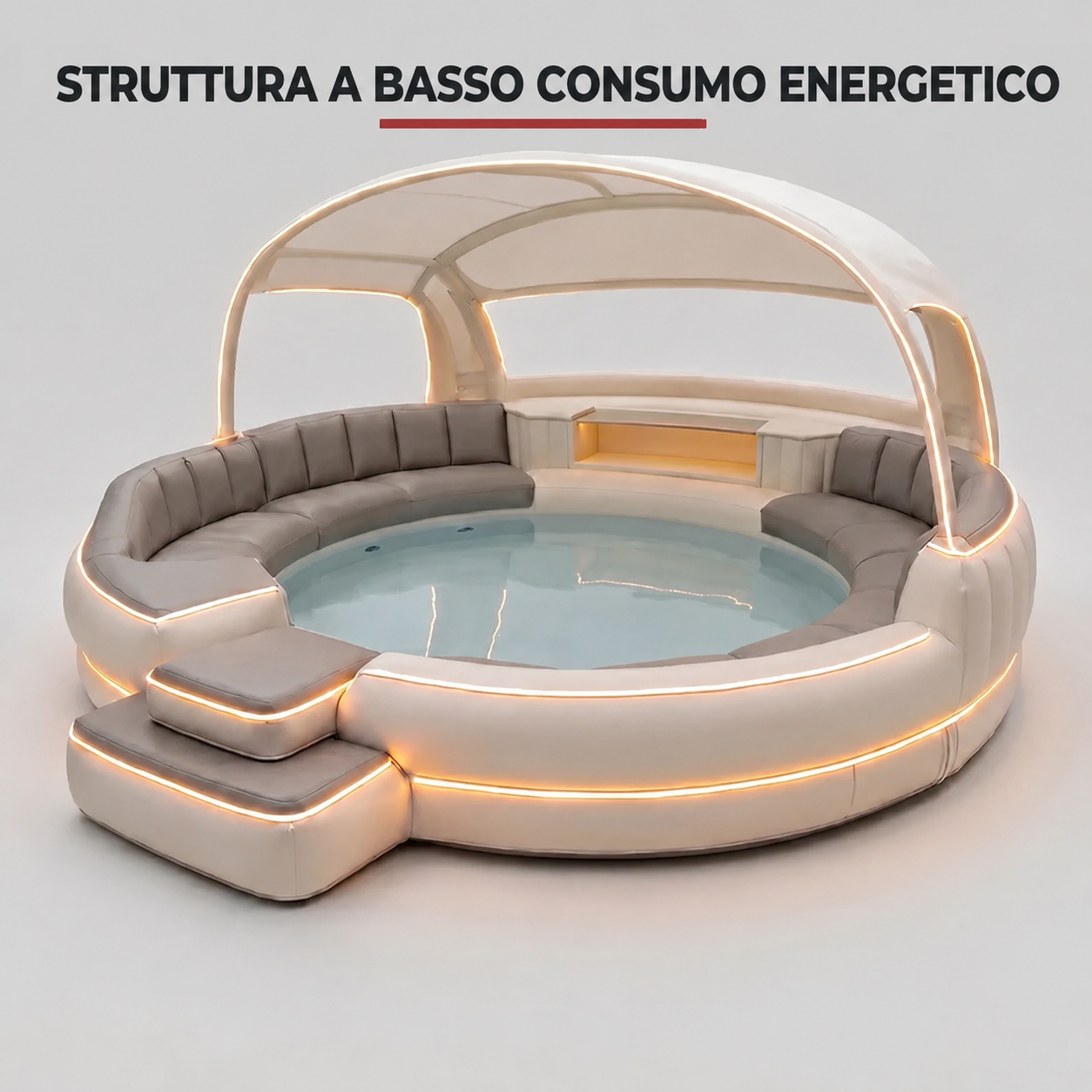 Idromassaggio gonfiabile di lusso con copertura e illuminazione d'atmosfera