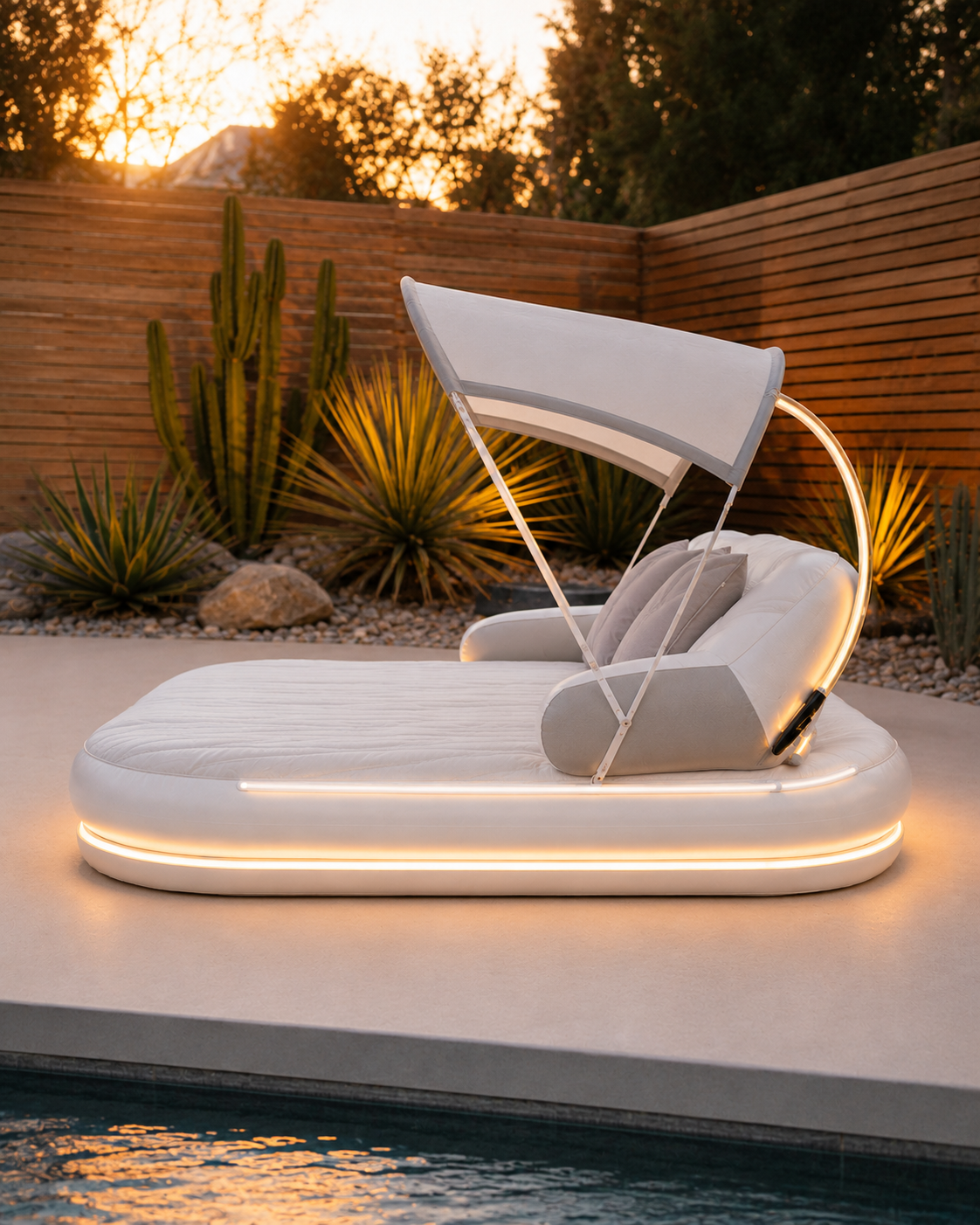 SnuggleShade™ Lettino Gonfiabile per Te e il Tuo Cane – Con Tettuccio Parasole e Base Illuminata