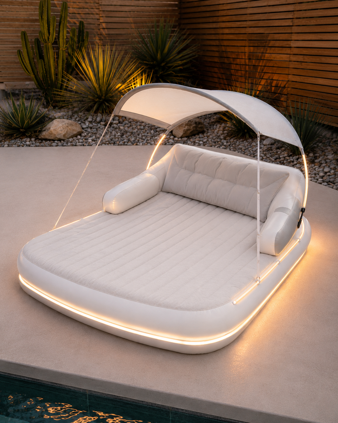 SnuggleShade™ Lettino Gonfiabile per Te e il Tuo Cane – Con Tettuccio Parasole e Base Illuminata