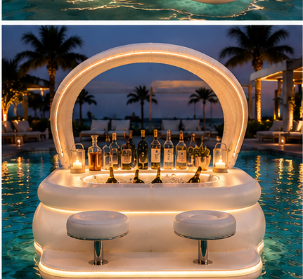 LagoonBar™ Bar Galleggiante da Piscina – Bar Gonfiabile con Vasca Portaghiaccio e Tettuccio Parasole