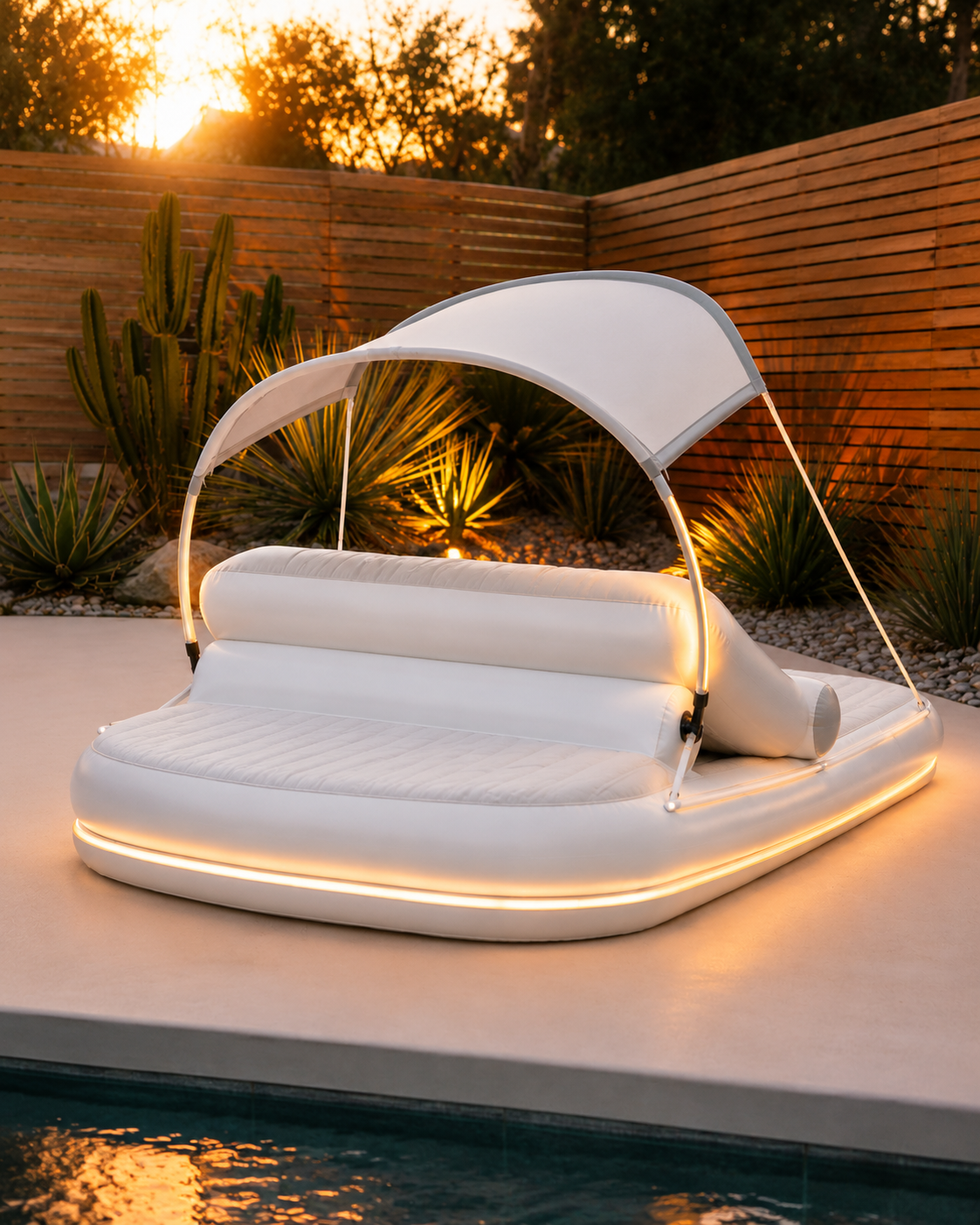 SnuggleShade™ Lettino Gonfiabile per Te e il Tuo Cane – Con Tettuccio Parasole e Base Illuminata