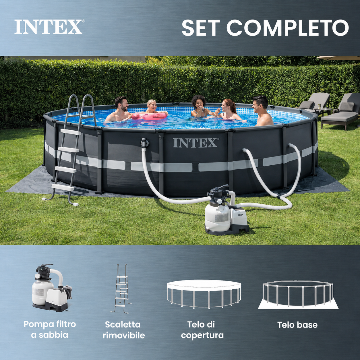 Intex Ultra XTR – Piscina 488×122 cm con Pompa a Sabbia