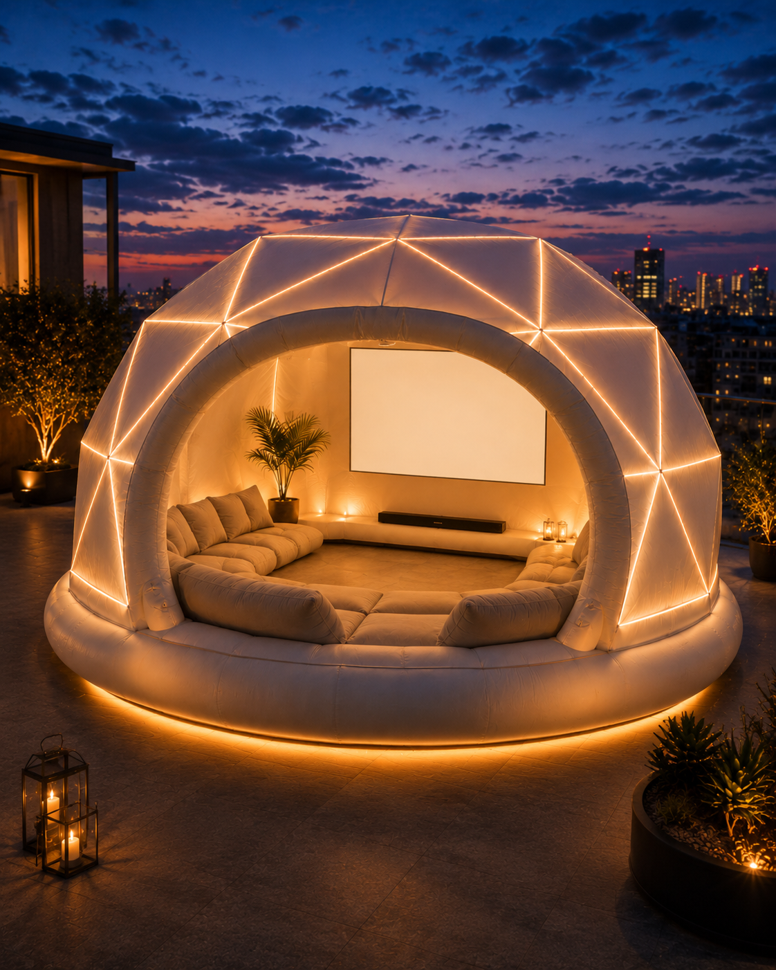 StarDome™ Cinema Gonfiabile a Cupola – Sala Cinema Privata da Giardino con Cornice LED