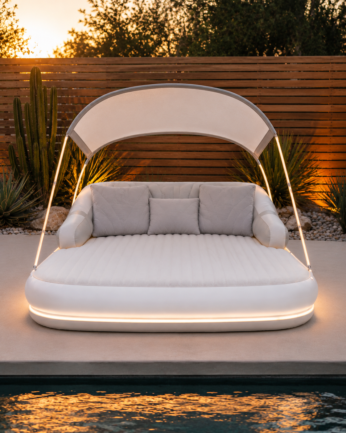 SnuggleShade™ Lettino Gonfiabile per Te e il Tuo Cane – Con Tettuccio Parasole e Base Illuminata