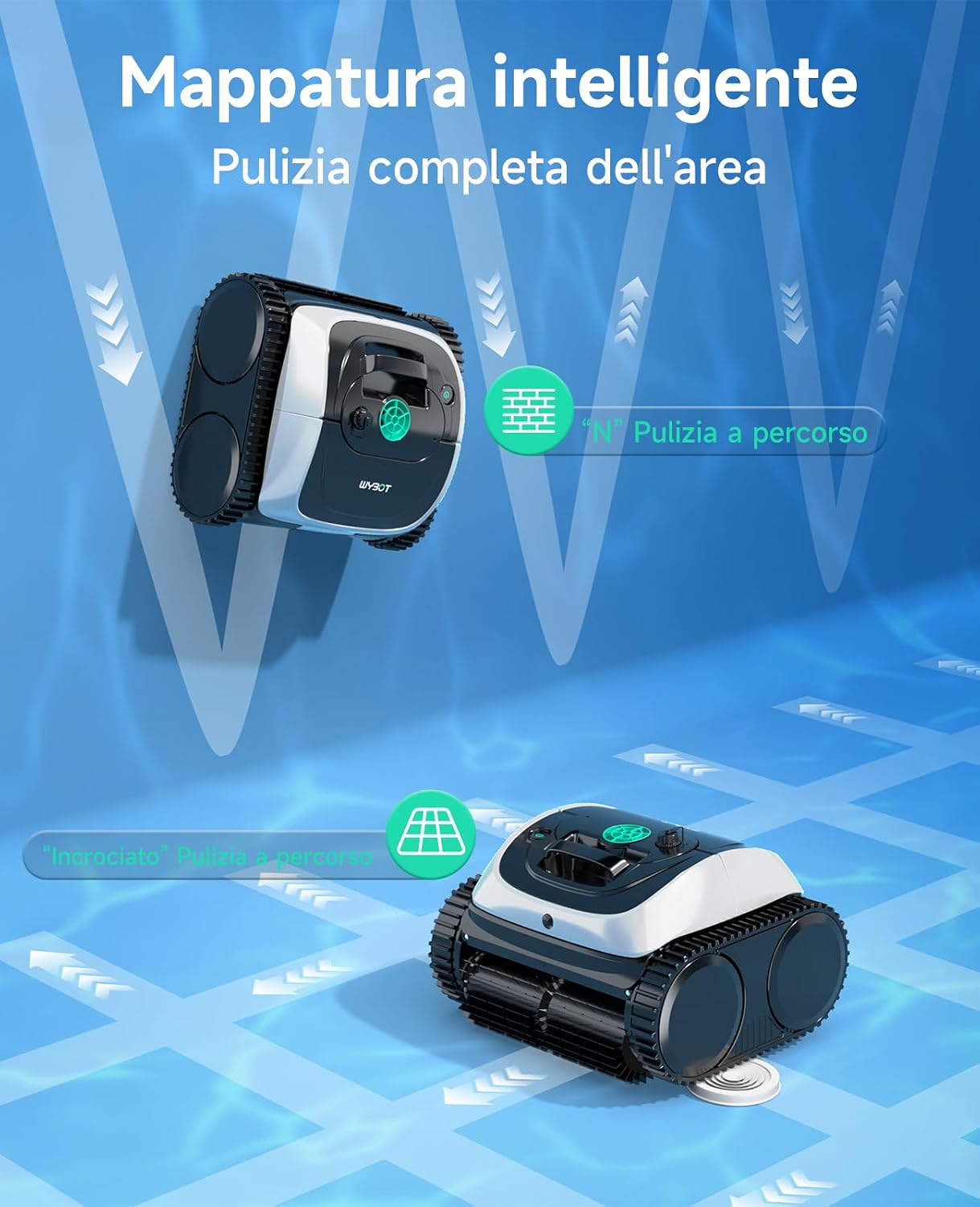 WYBOT C1 – Robot Piscina Senza Fili con Pulizia Completa e 150 Min di Autonomia