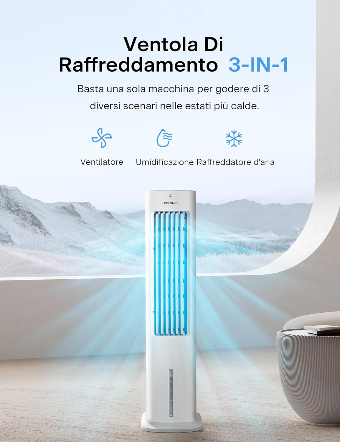 Pelonis Raffrescatore Evaporativo Portatile 5L