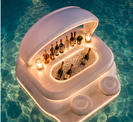LagoonBar™ Bar Galleggiante da Piscina – Bar Gonfiabile con Vasca Portaghiaccio e Tettuccio Parasole